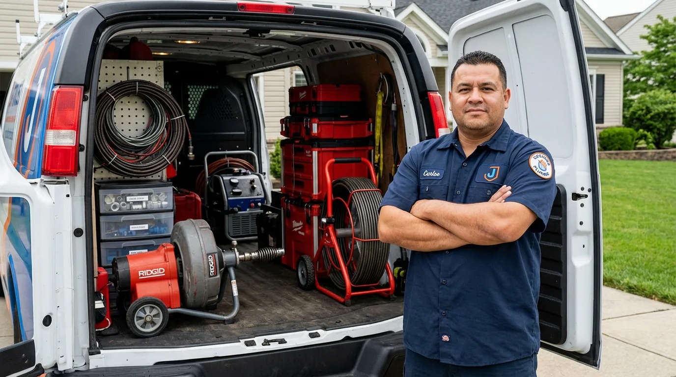 Professional drain cleaning equipment and Johns Plumbing LLC plumber in Struthers