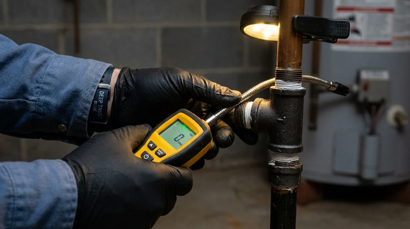 Gas leak detection with electronic sniffer by Johns Plumbing LLC in Struthers