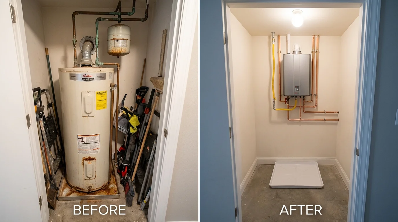 Tank water heater versus wall-mounted tankless unit comparison for Struthers, OH homeowners